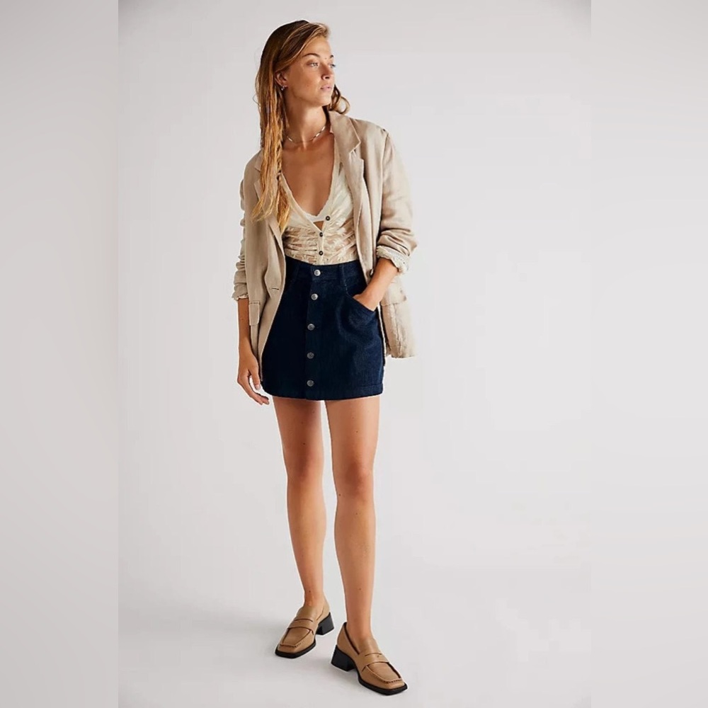 FREE PEOPLE Ray Cord Mini in Navy Size 14